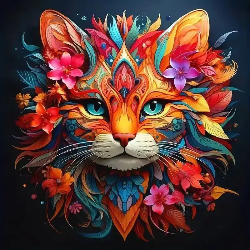Peinture par numéro chat en fleurs