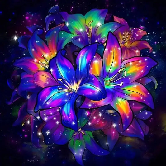 Peinture par numéro fleurs bleues